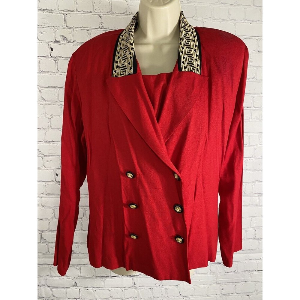 VTG Pride & Joy Red Double Breasted Gold Embroidered Collar Jacket 16